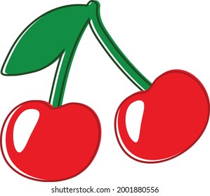 Cherry vector isolated. Cherry color element on white background