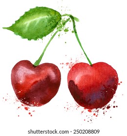 Cherry vector logo design template. fruit or food icon.