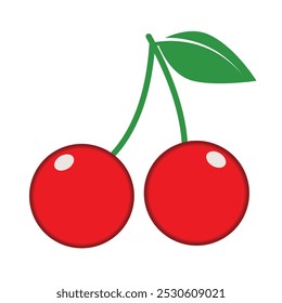 Vetor de cereja sobre fundo branco. Ícone de fruta cereja.