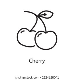 Cherry  Vector Outline Icon Design illustration. Love Symbol on White background EPS 10 File