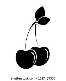 Cherry Vector Silhouette Isolated On White Stock Vector (Royalty Free ...