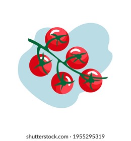 Hortalizas de cerezo en una rama. Ilustración de estilo plano.
