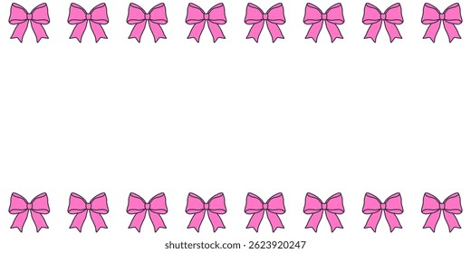 Cherry vibe Coquette vector Frame with pink bow and ribbon, Coquette empty Frame isolated transparent bakground, EPS 10