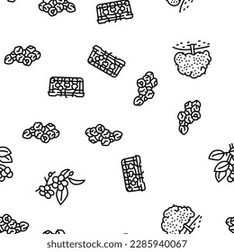 Cherry Vitamin Freshness Berry Vector Seamless Pattern Thin Line Illustration
