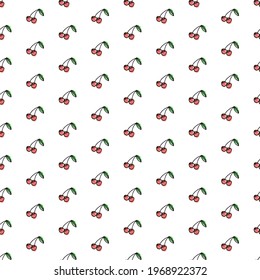 Cherry watercolor illustration vector seamless pattern.