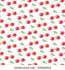 Cherry watercolor seamless pattern.