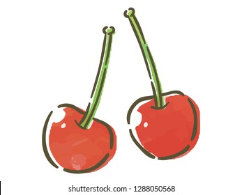 cherry with watercolor texture