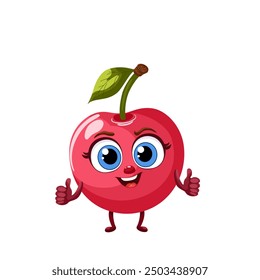 A cherry watermelon, cartoon character. Vector illustration, isolated on a white background.