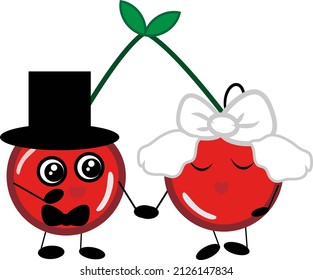 Cherry wedding, illustration, vector on a white background.