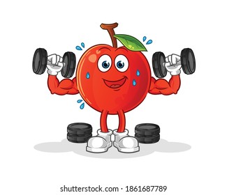 Cherry weight training illustration. character vector