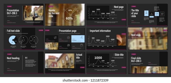 Cherry and White elements on a dark background. This template is the best as a business presentation, used in marketing and advertising, the annual report, flyer and banner
