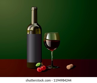 Cherry wine in dark room