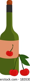 Vino cereza, ilustración, vector sobre fondo blanco