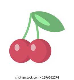 Cherry, the winning combination in the slot machine color vector icon. Flat design
