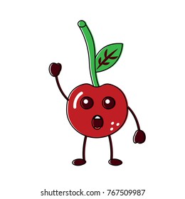 cherry yelling talking fruit kawaii icon image 