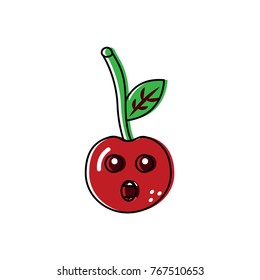 cherry yelling talking fruit kawaii icon image 