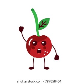 cherry yelling talking fruit kawaii icon image 