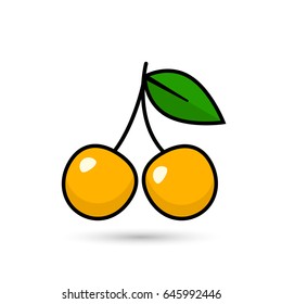 Cherry yellow icon, vector isolated simple symbol.