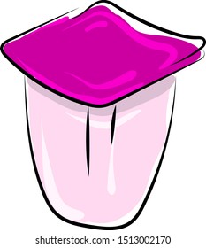 Yogur cereza, ilustración, vector sobre fondo blanco.