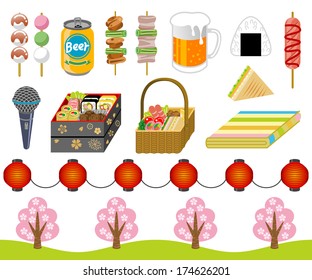 cherry-blossom viewing goods ,icon set 