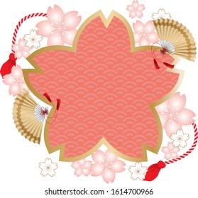 Cherry-shaped frame, Japanese-style material, folding fan and sakura
Flying background material
