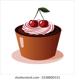 Arte vectorial de postre con tema de cereza, ilustración de postre de San Valentín