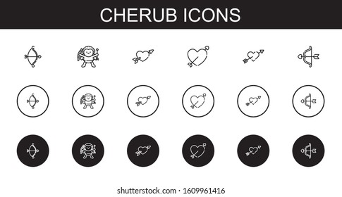 cherub icons set. Collection of cherub with cupid. Editable and scalable cherub icons.