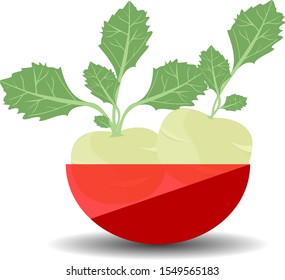Cherub in a red transparent bowl. Vector graphic illustration with shadow.