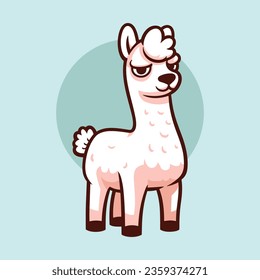 Cherubic cartoon llamas and alpacas depicted in vector illustrations. Comical animal figures complemented by floral motifs ideal for nursery decor, posters, greetings, birthday cards