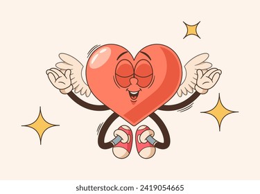 Cherubic, Vibrant Heart Character With Nostalgic Flair, Reminiscent Of Classic Cartoons. Radiating Love And Joy