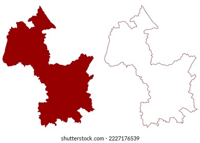 Cherwell Non-metropolitan district, (United Kingdom of Great Britain and Northern Ireland, ceremonial county Oxfordshire, England) map vector illustration, scribble sketch map