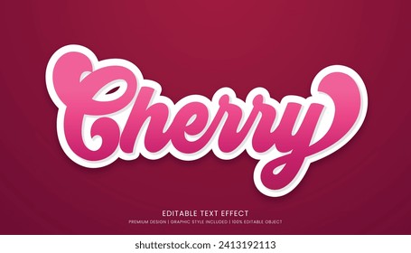 chery editable 3d text effect template bold typography and abstract style drinks logo and brand