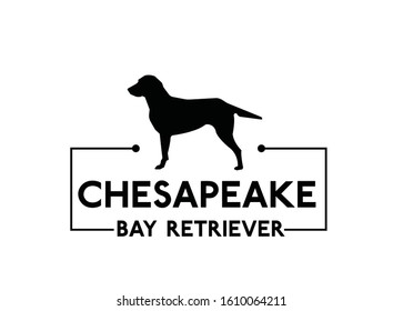 Chesapeake Bay Retriever, Black Silhouette Of Dog On A White Background