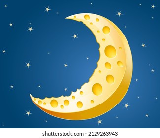 Chese heart with dark blue sky and stars. 