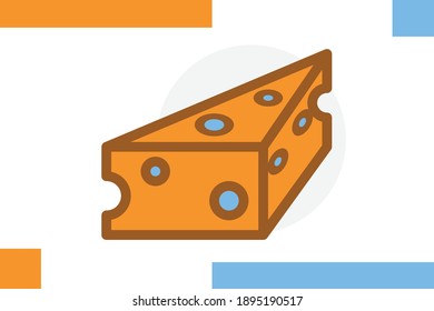 Chesee icon set Filled line color concept related food elements.
