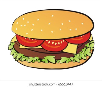 cheseeburger isolated illustration