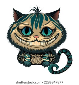 Cheshire cat with big eyes and a smile  cartoon illustration svg
