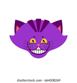 Cheshire cat smile isolated. Fantastic pet alice in wonderland. Magic animal

