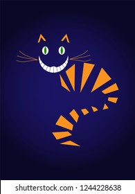 Cheshire cat smiles   looks  