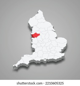 Cheshire county location within England 3d isometric map