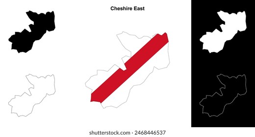 Cheshire East blank outline map set