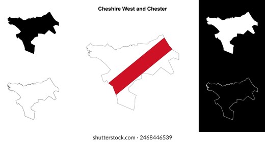 Cheshire West and Chester blank outline map set