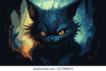 Lobo de Cheshire, papel pintado de imagen, sombra luminosa, humor oscuro