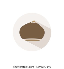Chesnut. Icon with shadow on a beige circle. Fall vector illustration