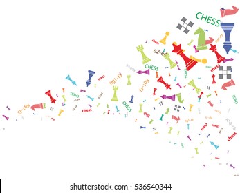 Chess - abstract background for documents. Chess pieces, symbols, crawl, queen, knight, bishop, pawn. It can be used for chess documents.