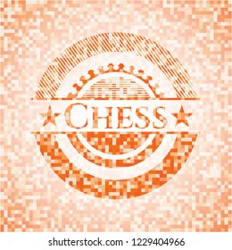 Chess abstract orange mosaic emblem