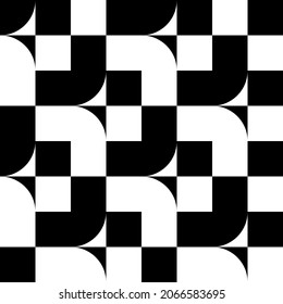 Chess abstract pattern. Vector with black and white chess decor shapes. Abstract board for playing checkers or chess.