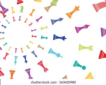 chess abstract vector. Chess Pieces Icon Set. Figures Black and White Background Pattern. Silhouettes of King Queen Rook Bishop Knight and pawn chess.