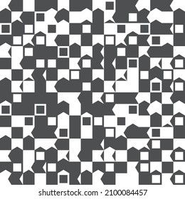 Abstracción del ajedrez. Vector de elementos rayados en blanco y negro. El patrón es de dos colores monocromo. Formas geométricas simples.