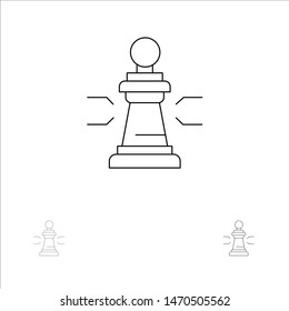 Chess, Advantage, Business, Figures, Game, Strategy, Tactic Bold and thin black line icon set. Vector Icon Template background